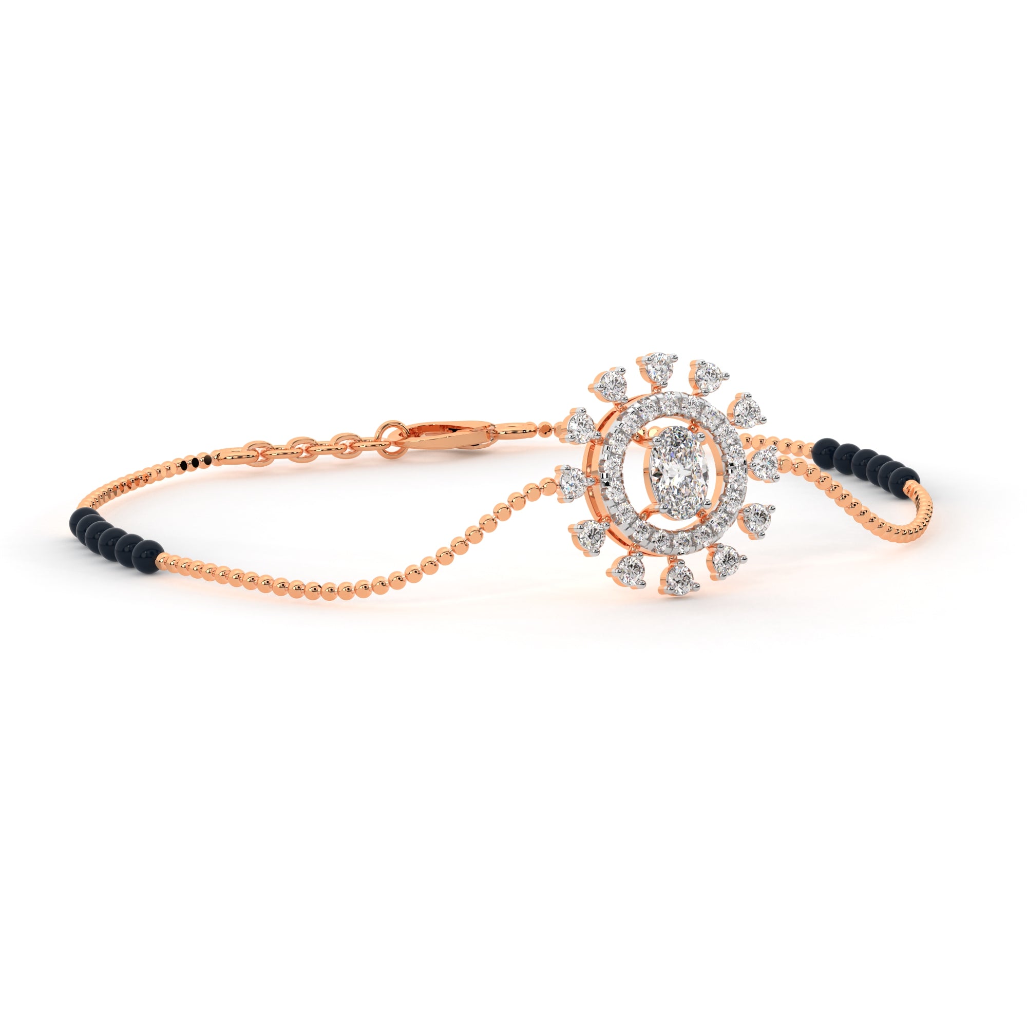 Floral Diamond Halo Bracelet (Rose Gold)