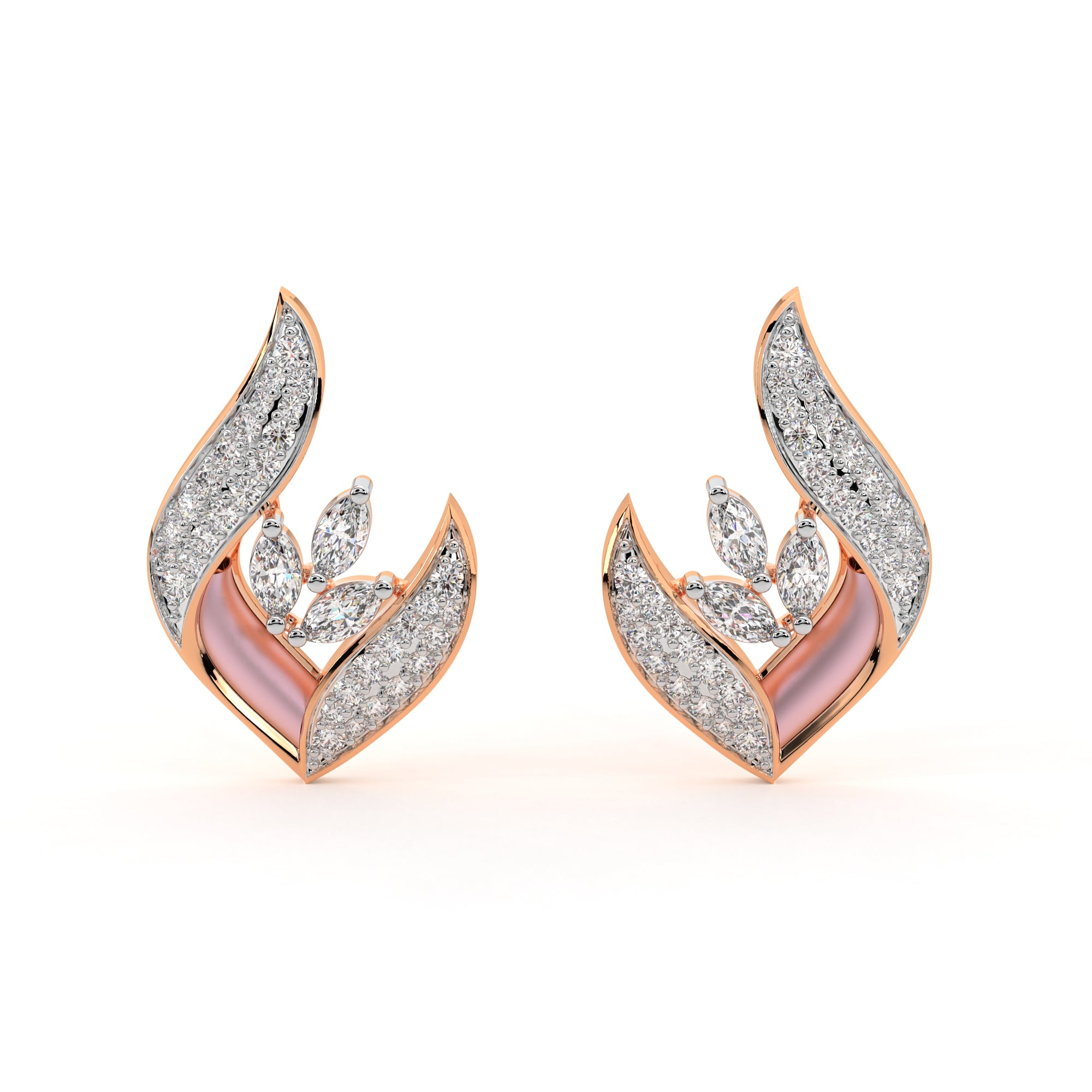 Dainty Leaf Diamond Earrings