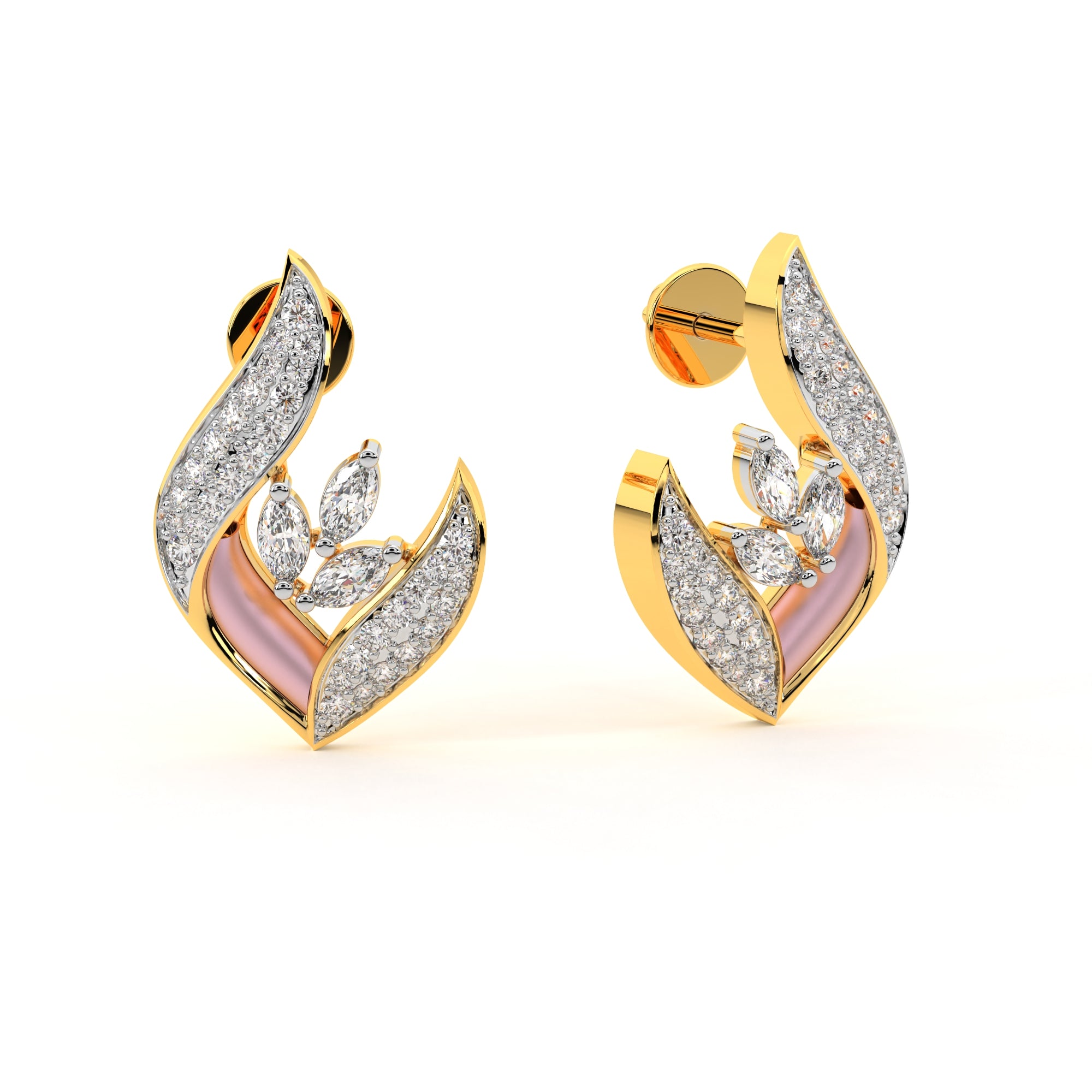 Dainty Leaf Diamond Earrings