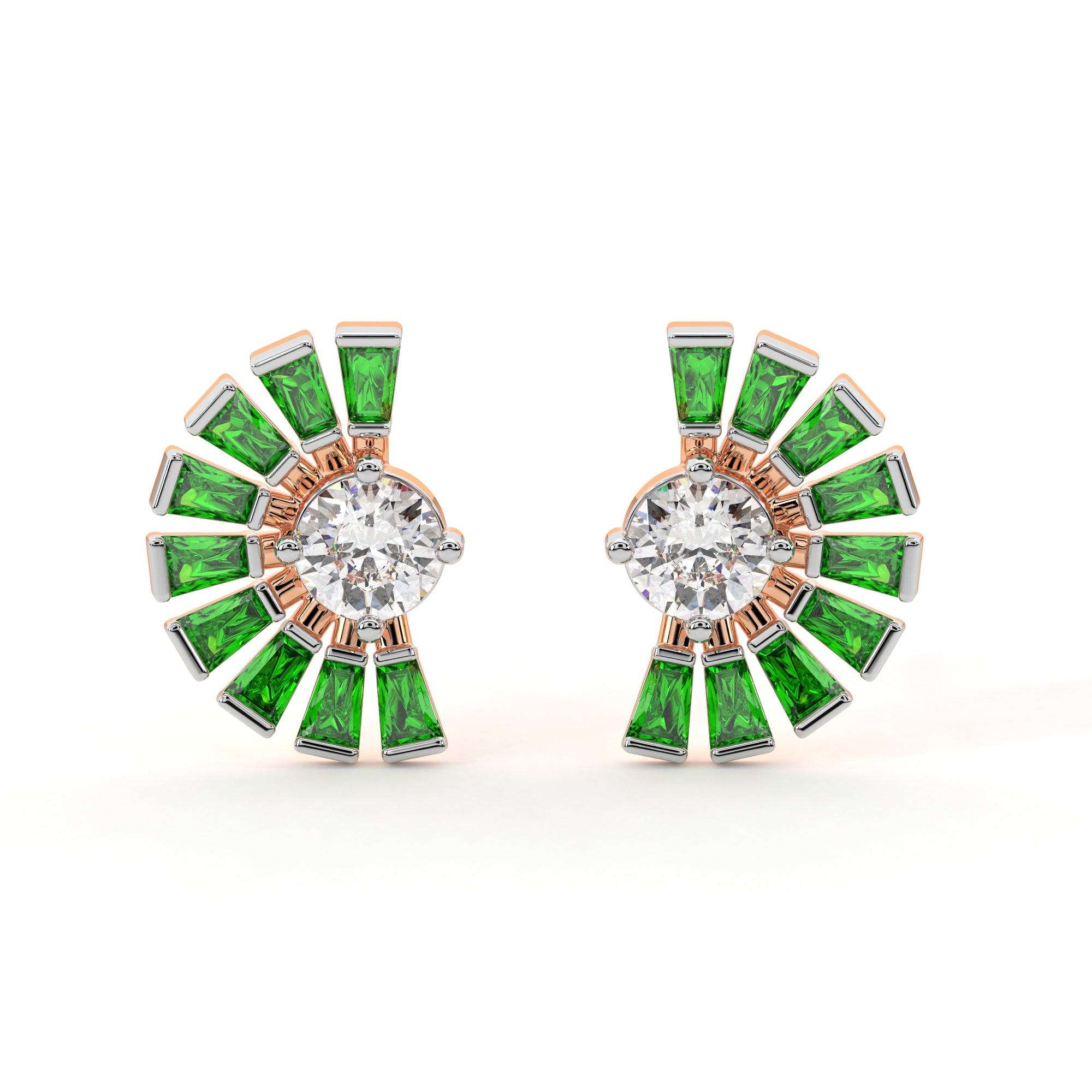 Baguette Diamond Sunburst Studs