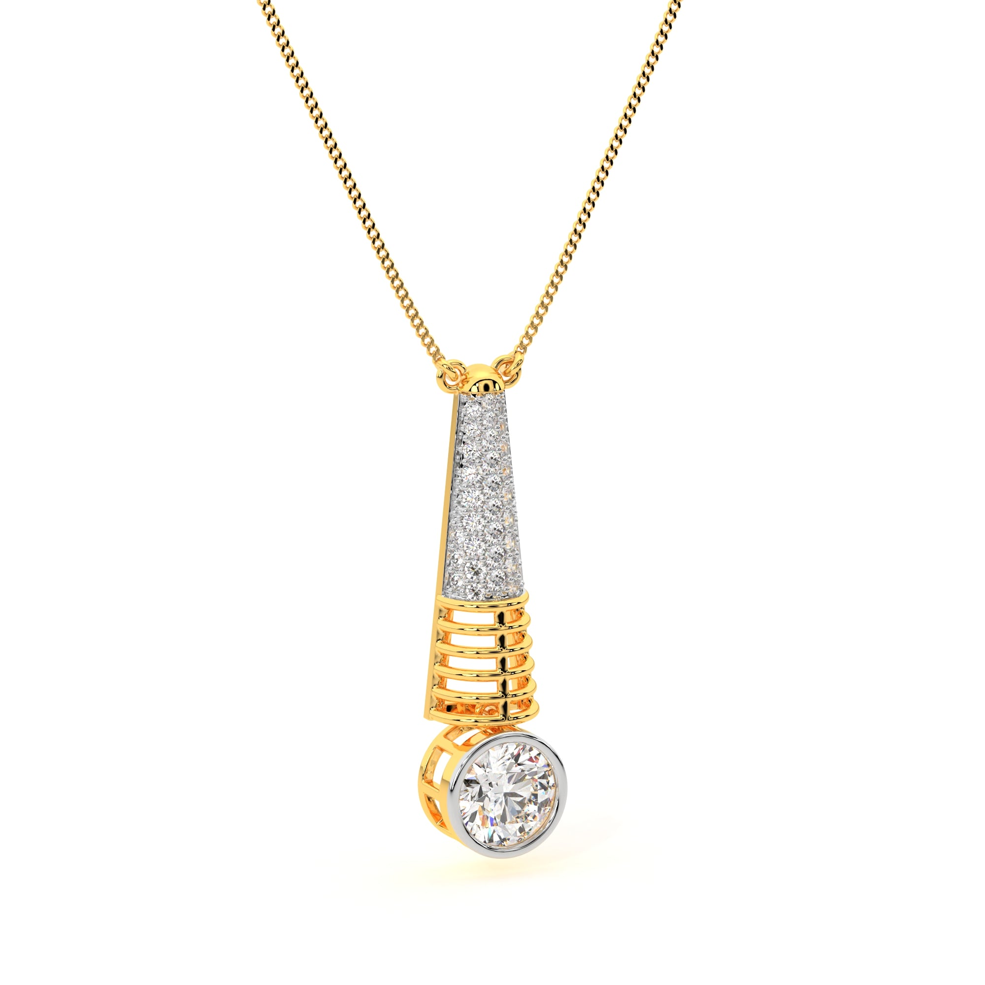 Cascading Turkish Diamond Drop Pendant (Yellow Gold)