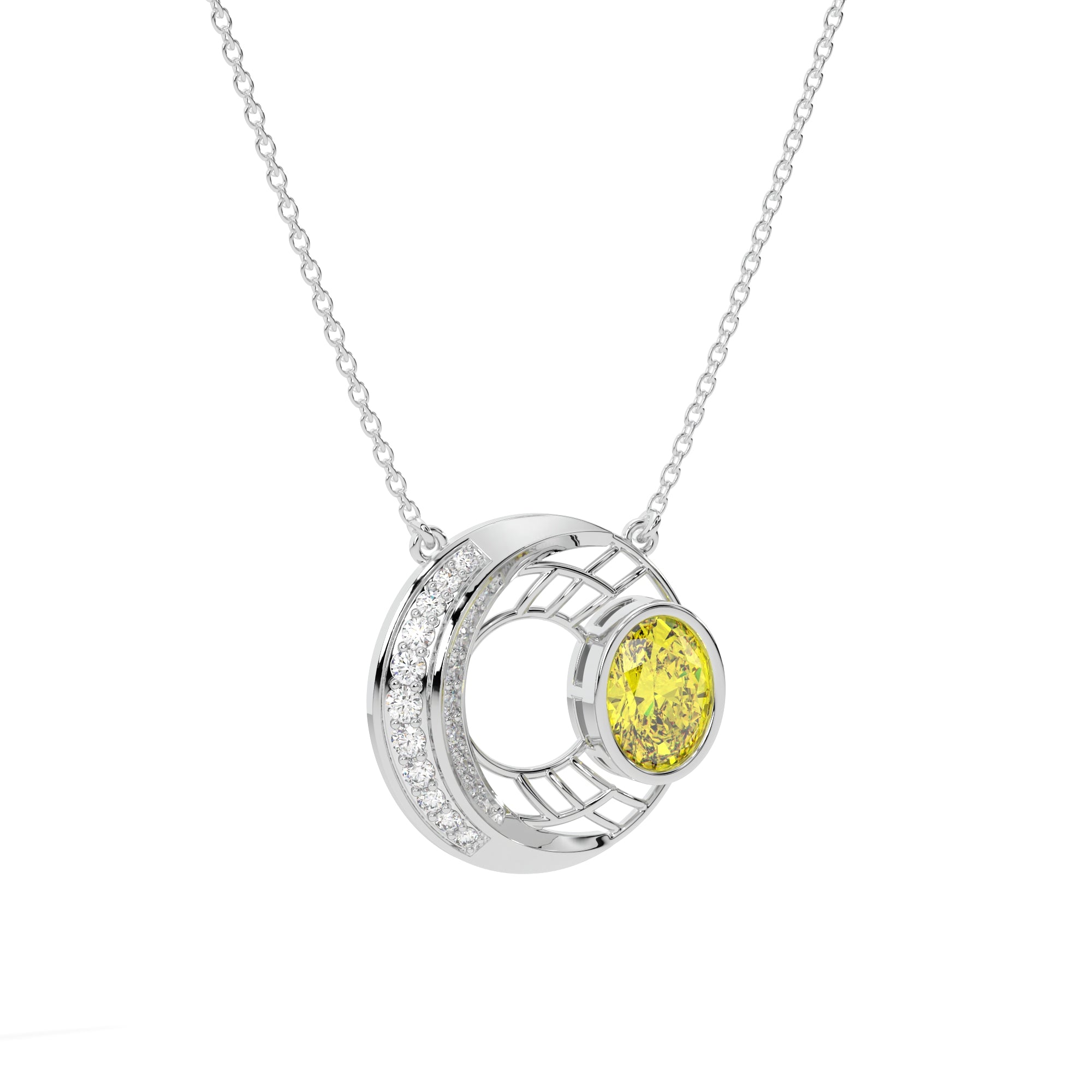 Double Moon Diamond Pendant