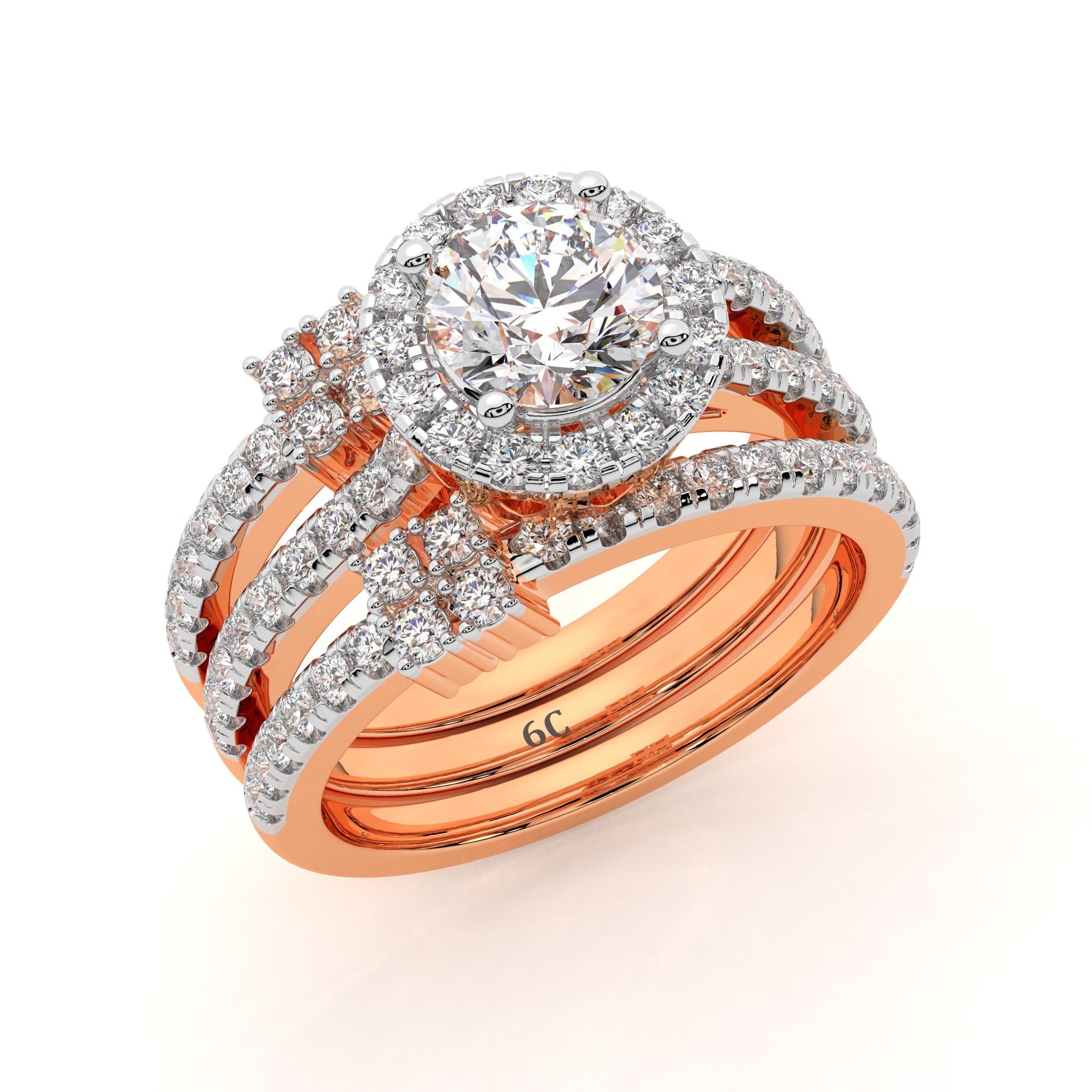 Enchanted Crown Halo Solitaire Ring